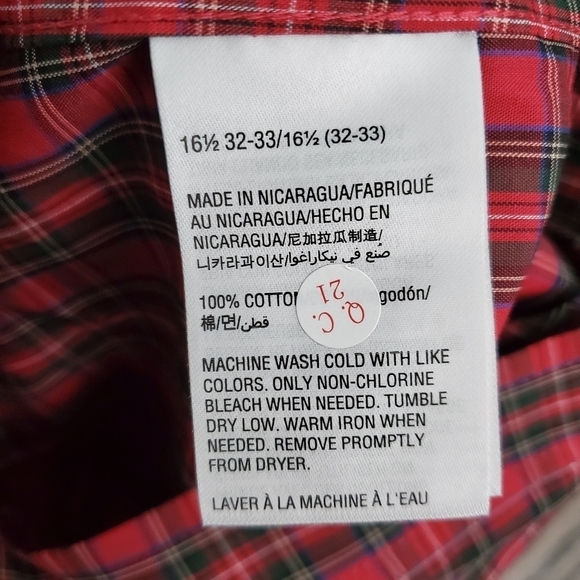 Club Room Regular Fit Red Plaid Button Down Shirt - Picture 8 of 8